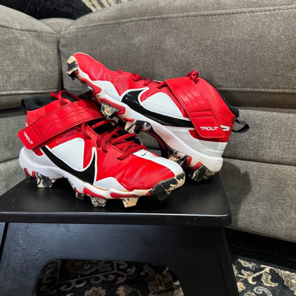 Nike Trout Kids Red Baseball Cleats